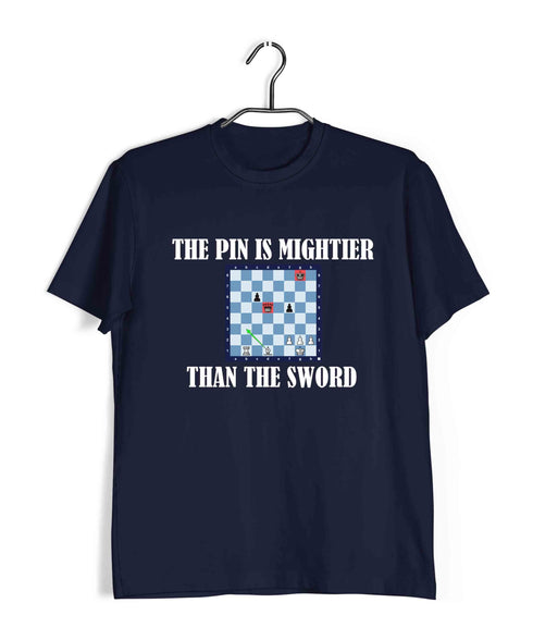 Chess The pin is mightier than the sword Sports Casual Graphic Printed T-Shirt for Men