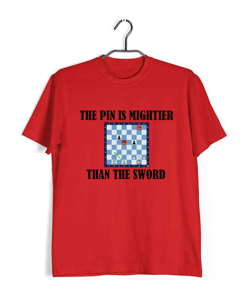 Chess The pin is mightier than the sword Sports Casual Graphic Printed T-Shirt for Men