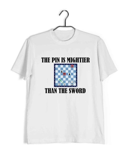 Chess The pin is mightier than the sword Sports Casual Graphic Printed T-Shirt for Men