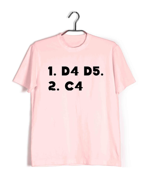 Chess 1 D4 D5. 2. C4 Sports Casual Graphic Printed T-Shirt for Men