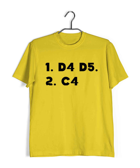 Chess 1 D4 D5. 2. C4 Sports Casual Graphic Printed T-Shirt for Men