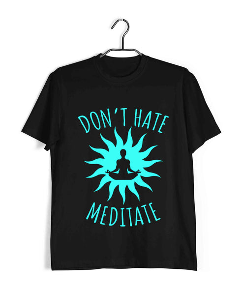 Yoga No Hate, Only Meditate Sports Fitness Casual Graphic Printed T-Shirt for Men
