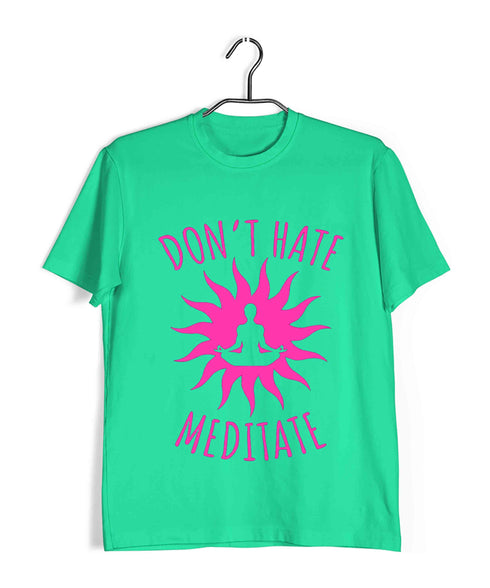 Yoga No Hate, Only Meditate Sports Fitness Casual Graphic Printed T-Shirt for Men