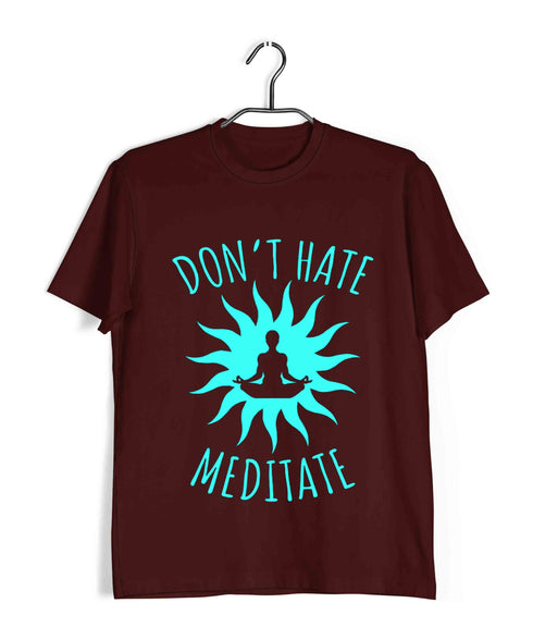 Yoga No Hate, Only Meditate Sports Fitness Casual Graphic Printed T-Shirt for Men