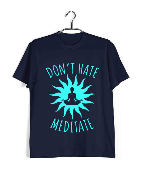 Sports Fitness Yoga No Hate, Only Meditate Custom Printed Graphic Design T-Shirt for Women