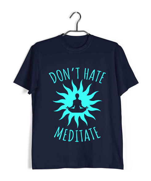 Yoga No Hate, Only Meditate Sports Fitness Casual Graphic Printed T-Shirt for Men