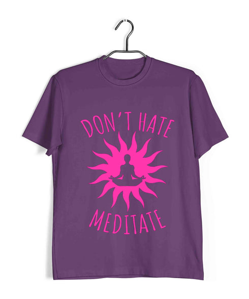 Yoga No Hate, Only Meditate Sports Fitness Casual Graphic Printed T-Shirt for Men