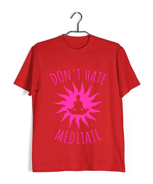Sports Fitness Yoga No Hate, Only Meditate Custom Printed Graphic Design T-Shirt for Women