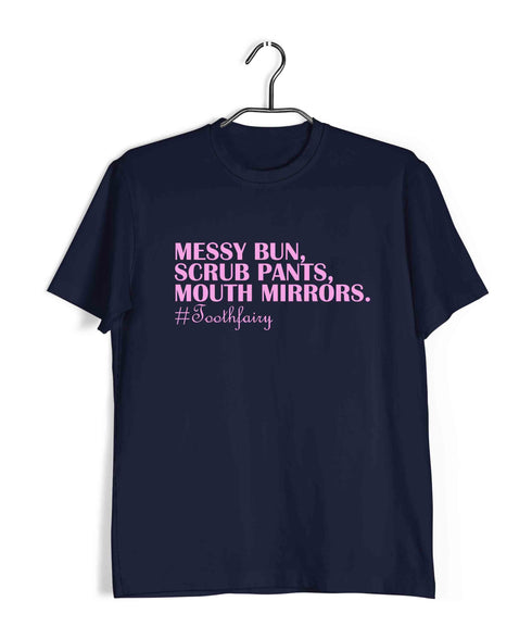 Dentist Medicine Dentist Messy Bun Scrub Pants Mouth Mirrors Custom Printed Graphic Design T-Shirt for Women