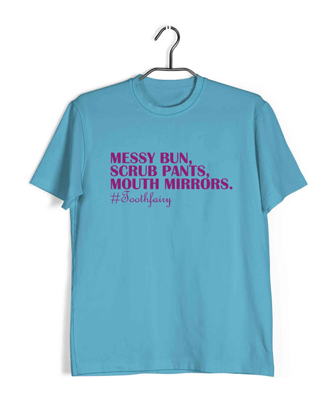 Dentist Medicine Dentist Messy Bun Scrub Pants Mouth Mirrors Custom Printed Graphic Design T-Shirt for Men