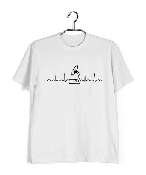 Science Nerd Biology Microscope ECG Custom Printed Graphic Design T-Shirt for Men
