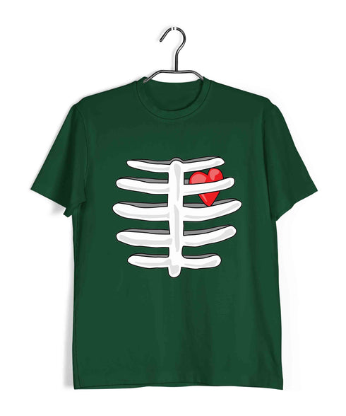 Science Nerd Biology Heart in Ribcage Custom Printed Graphic Design T-Shirt for Men