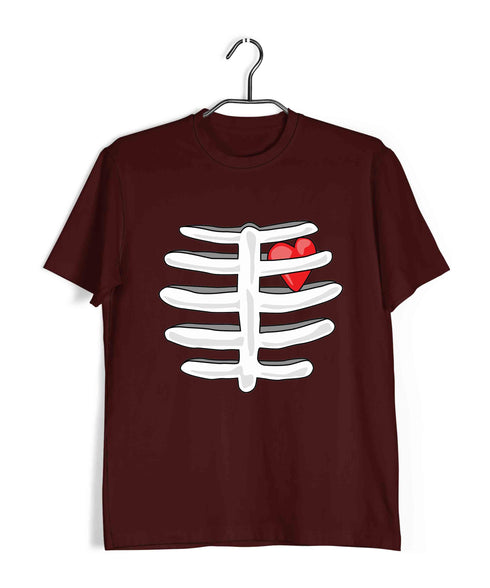 Science Nerd Biology Heart in Ribcage Custom Printed Graphic Design T-Shirt for Men
