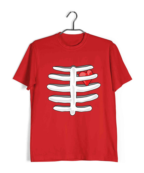 Science Nerd Biology Heart in Ribcage Custom Printed Graphic Design T-Shirt for Men