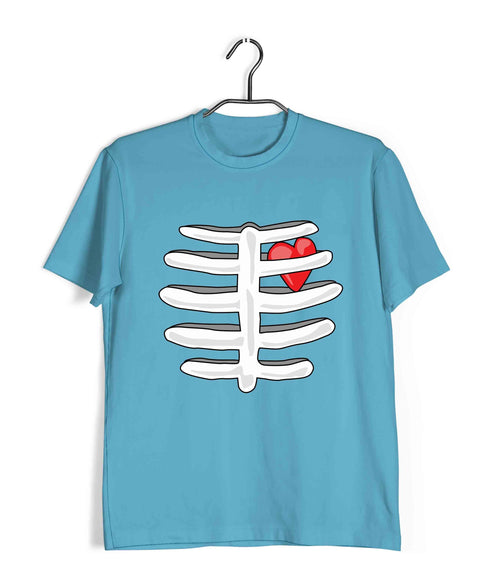 Science Nerd Biology Heart in Ribcage Custom Printed Graphic Design T-Shirt for Men