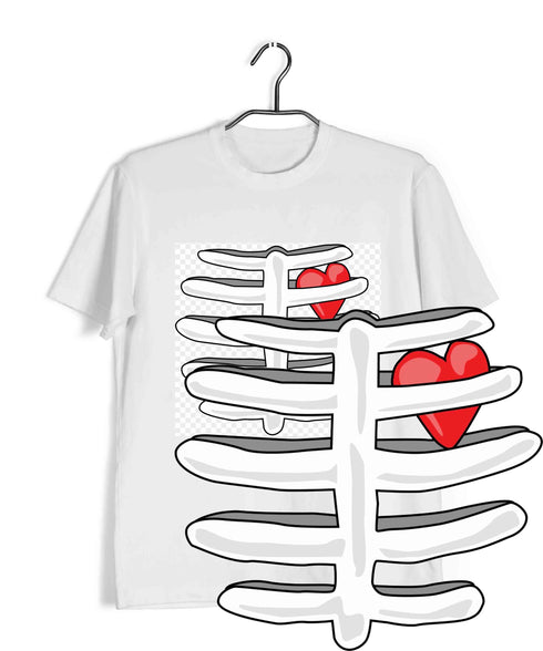 Science Nerd Biology Heart in Ribcage Custom Printed Graphic Design T-Shirt for Men