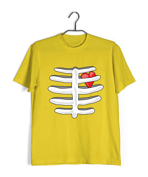 Science Nerd Biology Heart in Ribcage Custom Printed Graphic Design T-Shirt for Men