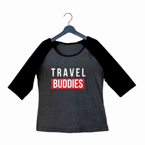 Travel Wanderlust Travel Buddies Custom Printed Graphic Design Raglan T-Shirt for Women