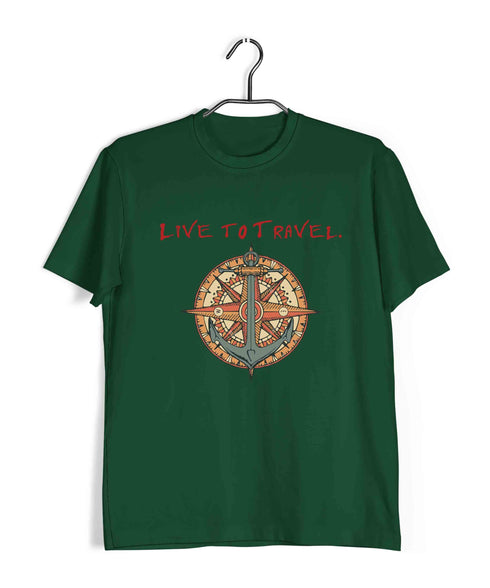 Wanderlust Travel Travel LIVE TO TRAVEL, TRAVEL TO LIVE Custom Printed Graphic Design T-Shirt for Men