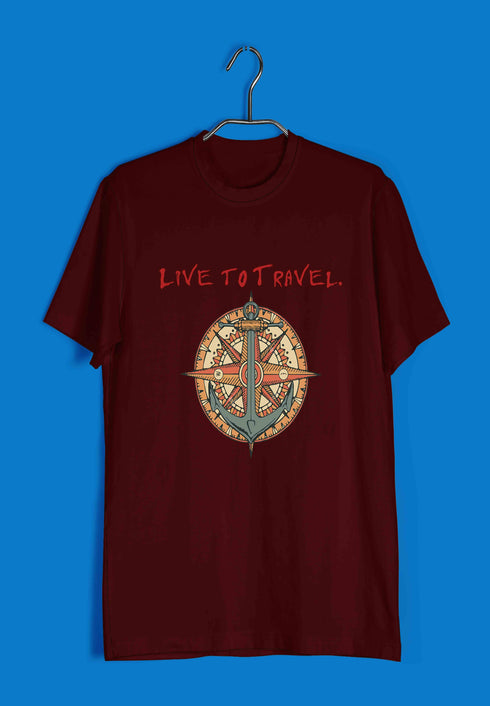 Wanderlust Travel Travel LIVE TO TRAVEL, TRAVEL TO LIVE Custom Printed Graphic Design T-Shirt for Men