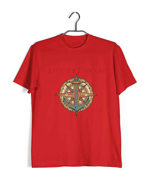 Wanderlust Travel Travel LIVE TO TRAVEL, TRAVEL TO LIVE Custom Printed Graphic Design T-Shirt for Men