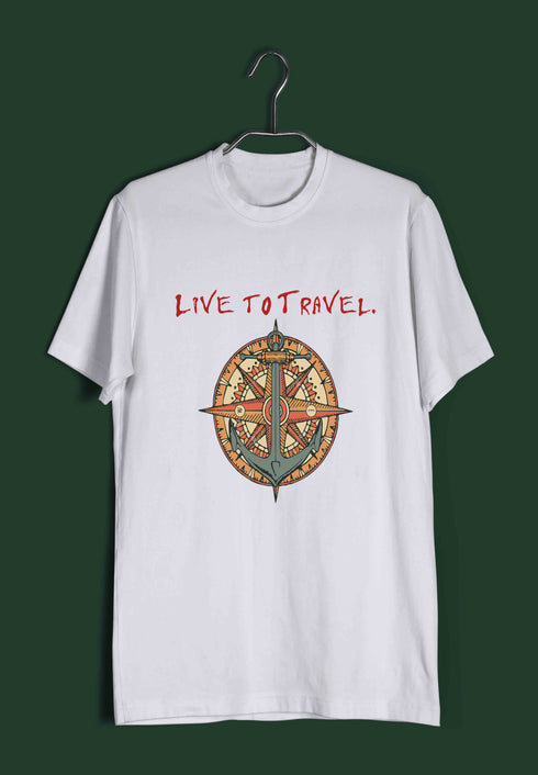 Wanderlust Travel Travel LIVE TO TRAVEL, TRAVEL TO LIVE Custom Printed Graphic Design T-Shirt for Men