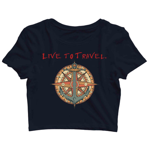 Travel Wanderlust Everybody needs Vitamin Sea Custom Printed Graphic Design Crop Top T-Shirt for Women