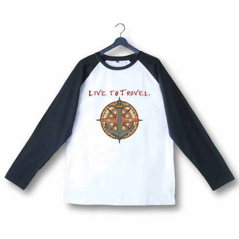 Travel Wanderlust LIVE TO TRAVEL, TRAVEL TO LIVE Custom Printed Graphic Design Raglan T-Shirt for Women