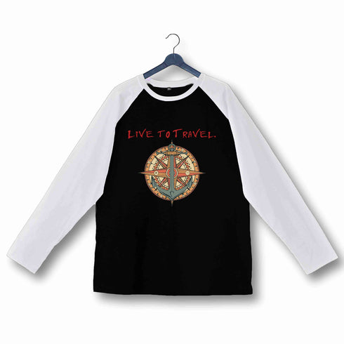 Travel Wanderlust LIVE TO TRAVEL, TRAVEL TO LIVE Custom Printed Graphic Design Raglan T-Shirt for Women