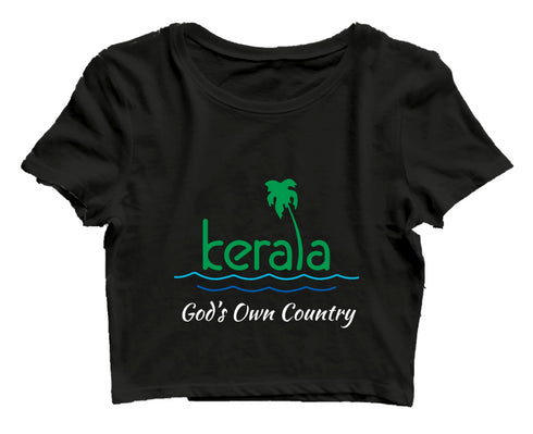 Quirkipedia God's Own Country Malayalam Kerala Womens Crop Tops