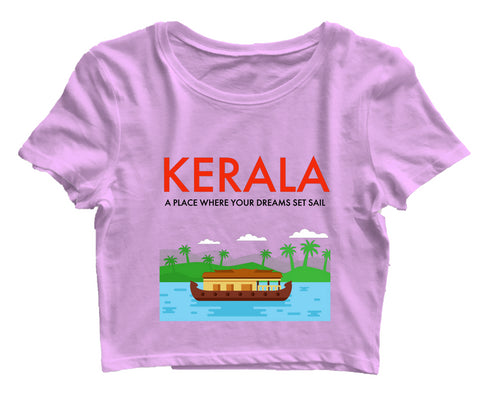 Quirkipedia Kerala-Boat Sail Malayalam Dulquer Womens Crop Tops