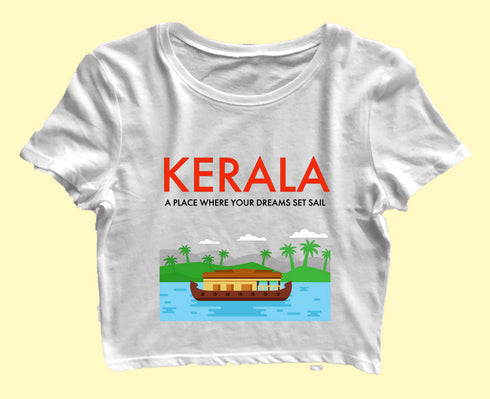 Quirkipedia Kerala-Boat Sail Malayalam Dulquer Womens Crop Tops