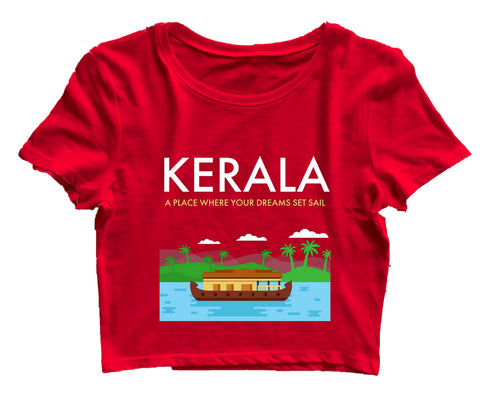 Quirkipedia Kerala-Boat Sail Malayalam Dulquer Womens Crop Tops