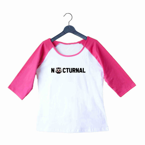 Funny Wanderlust Nocturnal Custom Printed Graphic Design Raglan T-Shirt for Women