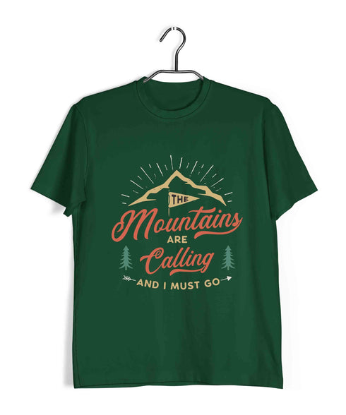 Wanderlust Travel Travel The Mountains are Calling Custom Printed Graphic Design T-Shirt for Men