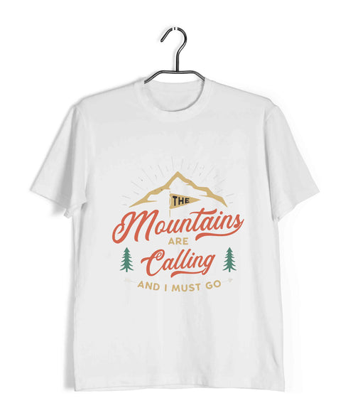 Wanderlust Pop Culture The Mountains are Calling Travel Casual Graphic Printed T-Shirt for Men