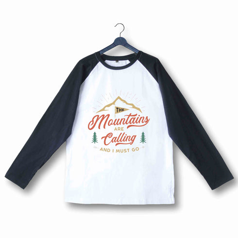 Travel Wanderlust The Mountains are Calling Custom Printed Graphic Design Raglan T-Shirt for Women