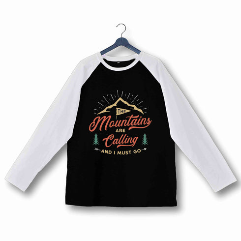 Travel Wanderlust The Mountains are Calling Custom Printed Graphic Design Raglan T-Shirt for Women