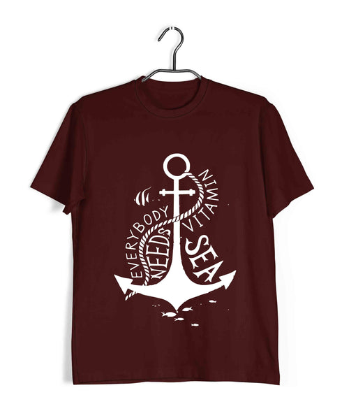 Wanderlust Travel Travel Everybody needs Vitamin Sea Custom Printed Graphic Design T-Shirt for Men