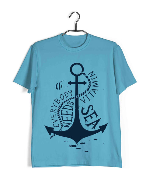 Wanderlust Travel Travel Everybody needs Vitamin Sea Custom Printed Graphic Design T-Shirt for Men