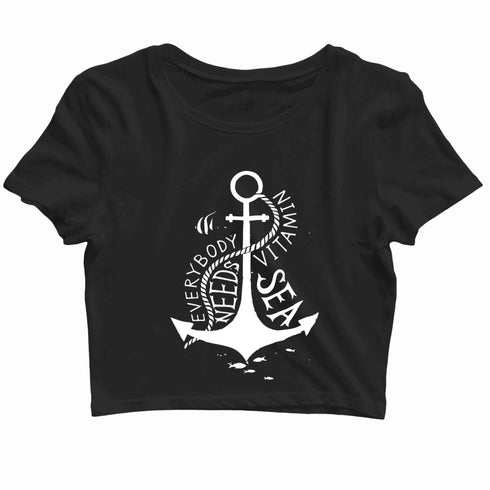 Travel Wanderlust Everybody needs Vitamin Sea Custom Printed Graphic Design Crop Top T-Shirt for Women