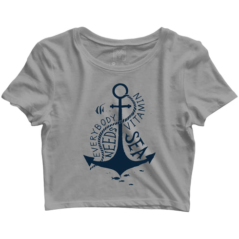 Travel Wanderlust Everybody needs Vitamin Sea Custom Printed Graphic Design Crop Top T-Shirt for Women