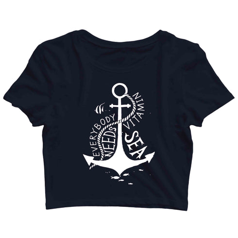 Travel Wanderlust Everybody needs Vitamin Sea Custom Printed Graphic Design Crop Top T-Shirt for Women