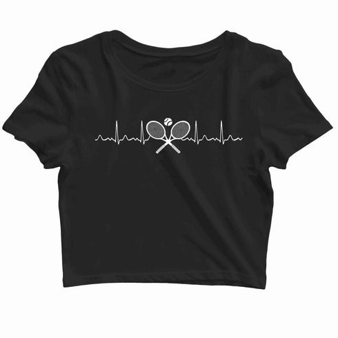 Sports Tennis Minimal Tributes - TENNIS IS LIFE Custom Printed Graphic Design Crop Top T-Shirt for Women