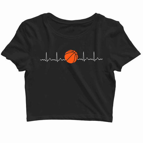 Sports Basketball Minimal Tributes - BASKETBALL IS LIFE Custom Printed Graphic Design Crop Top T-Shirt for Women