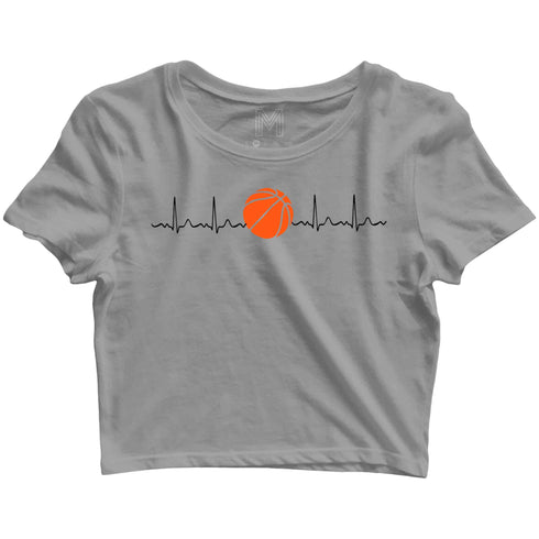 Sports Basketball Minimal Tributes - BASKETBALL IS LIFE Custom Printed Graphic Design Crop Top T-Shirt for Women