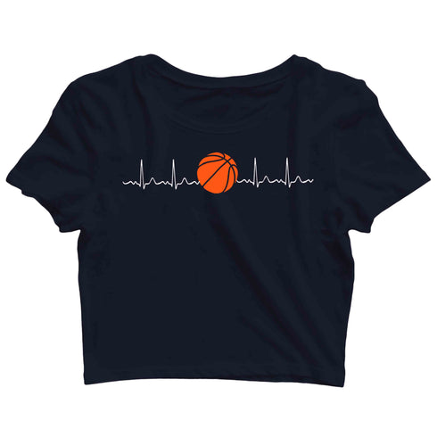 Sports Basketball Minimal Tributes - BASKETBALL IS LIFE Custom Printed Graphic Design Crop Top T-Shirt for Women