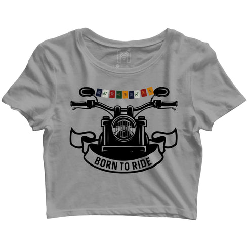 Biker Travel Wanderlust LADAKH FLAG ON BIKE Custom Printed Graphic Design Crop Top T-Shirt for Women