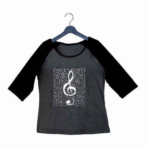 Music Classical Classical Music Design Treble Maker Custom Printed Graphic Design Raglan T-Shirt for Women
