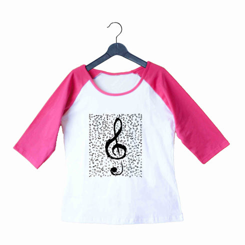 Music Classical Classical Music Design Treble Maker Custom Printed Graphic Design Raglan T-Shirt for Women